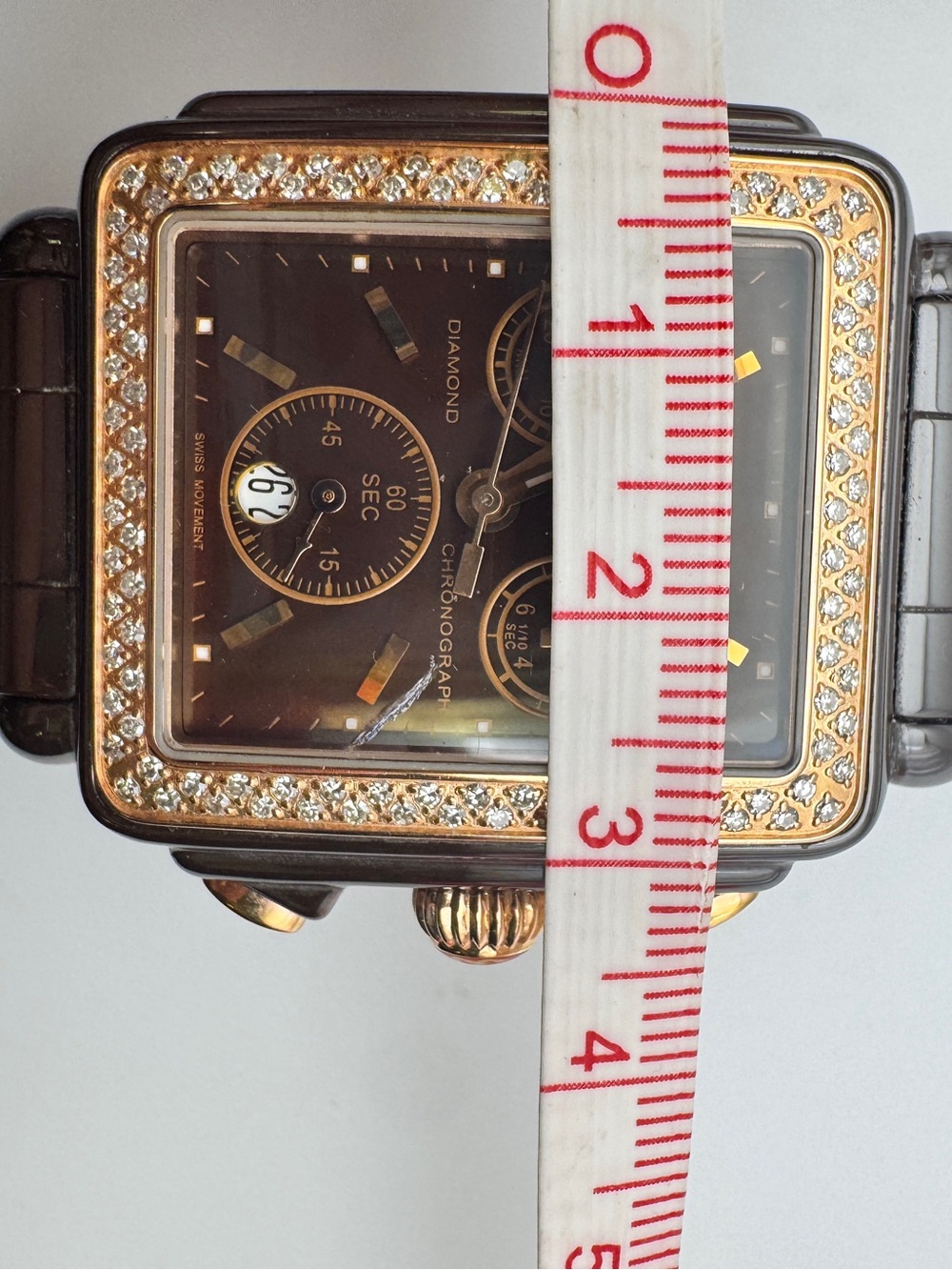 Rare!! Michele Deco Brown Madison Diamond ceramic watch - Picture 9 of 10